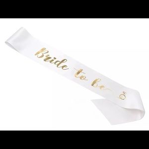 New Bride To Be Sash White Gold Letters Bachelorette Bridal Shower Wedding Party